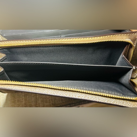 Coach Gold and Brown Metallic Clutch-(#0187)